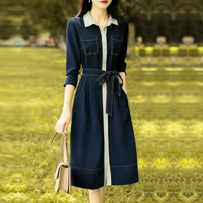 ĐẦM JEAN DENIM DÁNG XÒE PHỐI CỔ TAY LỠ - J.16